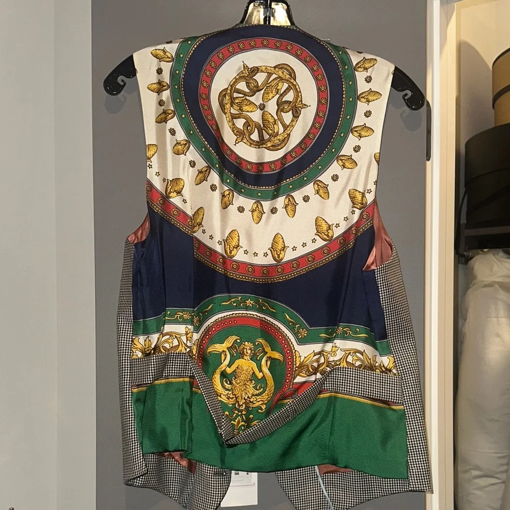 Gucci Runway Baroque Print Sleeveless Vest in Green, Navy, Red & White